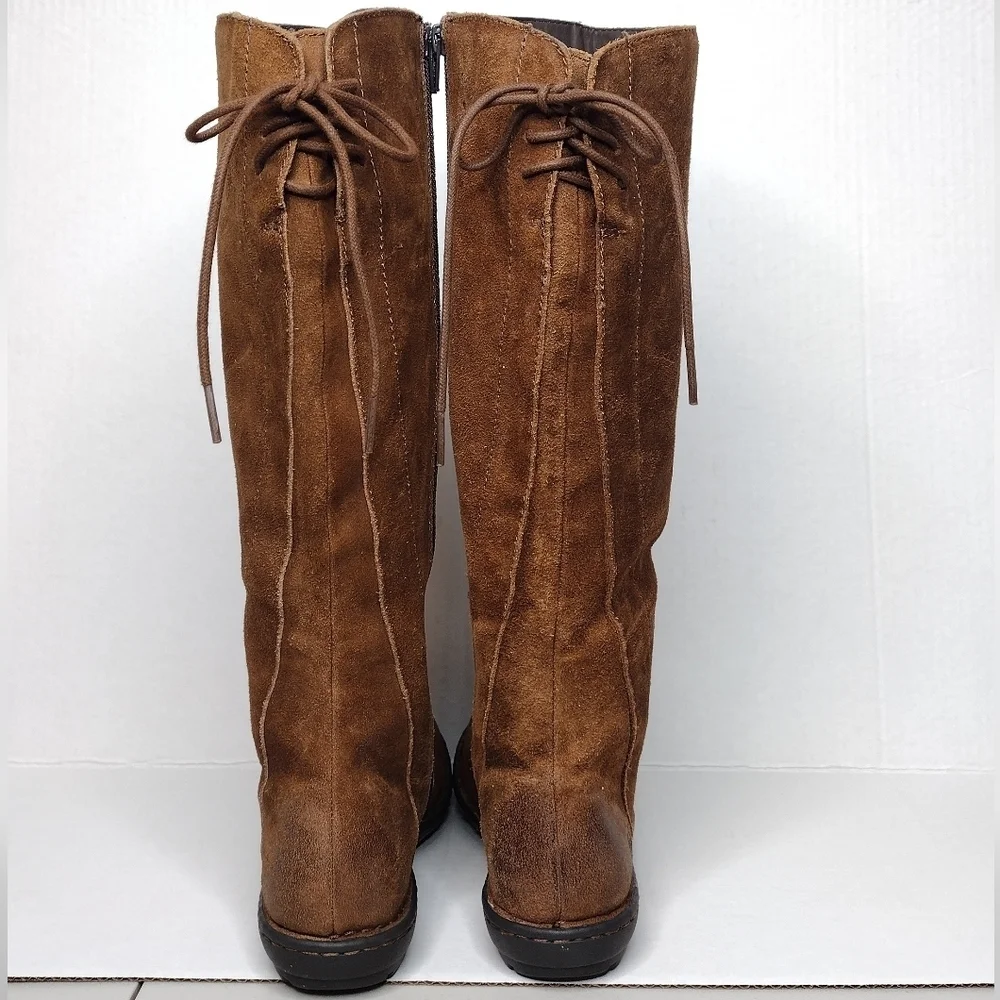 Born Caladium Brown Distressed Zip Tall Riding Over The Knee Boots Sz 6.5